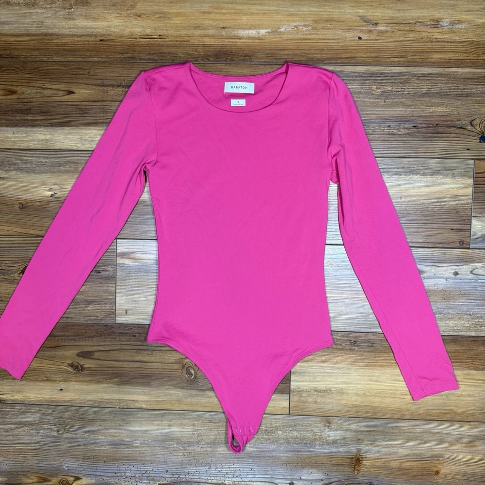 Aritzia Babaton Shapelace Crew Longsleeve Bodysuit Size S Snap Thong